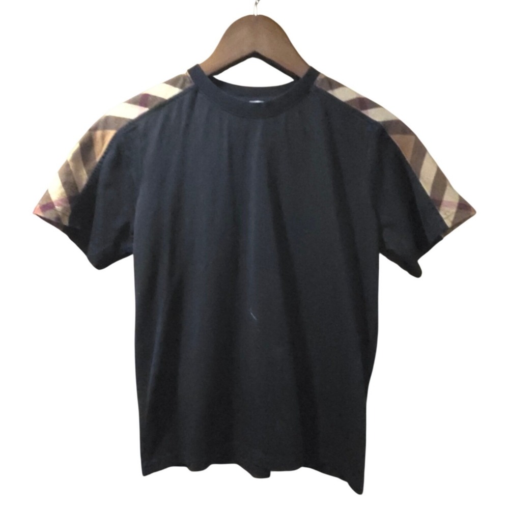 Burberry Kids T-Shirt Black Vintage Check Shoulder Logo Tee Size 14Y 164cm